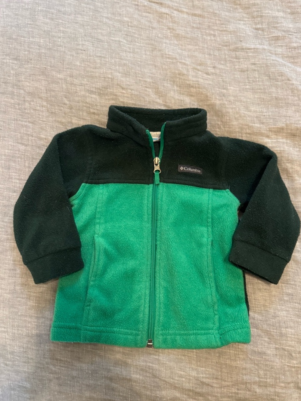 Columbia Kids Dark Green Fleece Jacket with Teal Trim